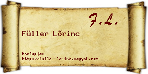 Füller Lőrinc névjegykártya