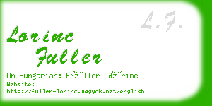 lorinc fuller business card